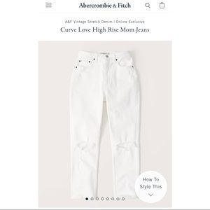 Abercrombie Curve Love high rise Mom white jeans
